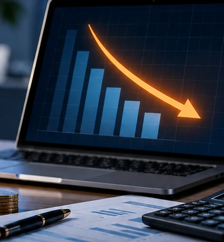 Computador com indicadores financeiros e operacionais